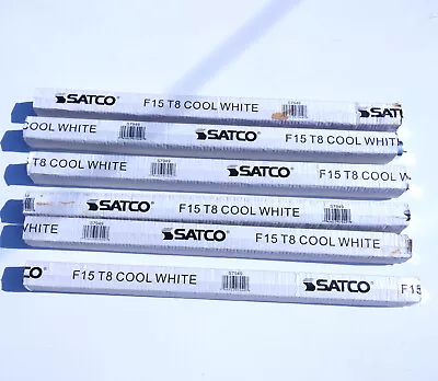 Quantity Of 6 Satco S7949 F15T8/CW A21 Fluorescent Tube Bulbs Lamp NOS • $25.99