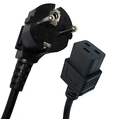 Schuko 2 Pin Euro Plug To C19 16Amp Mains Cable Power Lead 2.5m - On 1.5mm Cable • £9.95