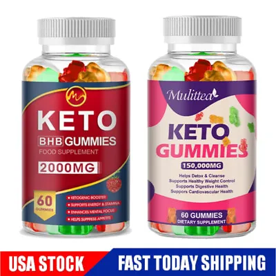 Keto ACV BHB Gummies For Fat Burn Weight Loss Detox Keto Diet Pills 60 Gummy • $14.49