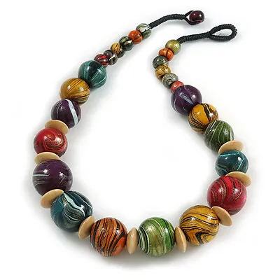 £13.99 • Buy Chunky Colour Fusion Wood Bead Necklace (Multicoloured) - 48cm L