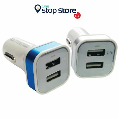 In Car Phone Charger 2 Port Bullet USB 3.1 Socket For Samsung Phone Tablets • £2.50