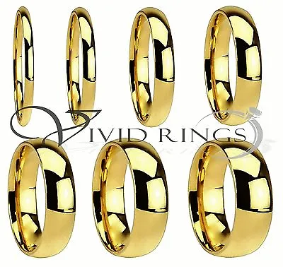 Gold Plated Stainless Steel Ring Plain Wedding Band Size 4 To 14.5 • $7.32