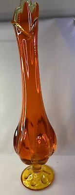 Vintage Orange Viking Swung Glass Vase 19 Inches Tall Six Pedal Glows • $75