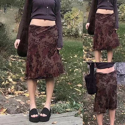 Women's Brown Harajuku Vintage Skirt A Line Midi Skirt With Gothic Grunge Flair • $43.82