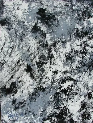 Modernist ABSTRACT PAINTING Expressionist MODERN ART B & W SOUL BODY MIND FOLTZ  • $48