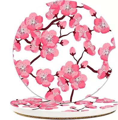 Japanese Cherry Blossom Car Coasters For Cup Holders Absorbent Ceramic Coaster • $13.40