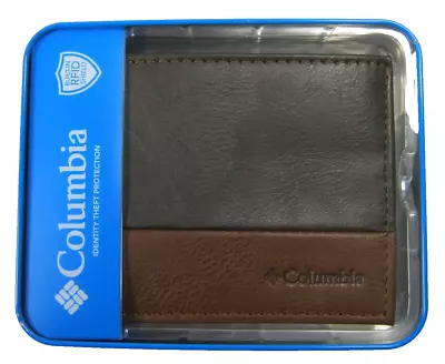 Columbia Bifold Genuine Coated Leather Wallet Brown 31CP220020 RFID Security • $24.95