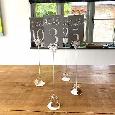Shabby Chic Vintage Style Heart Wedding Table Number Holder Tall X 4 • £16.70