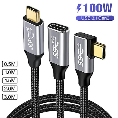 $9.98 • Buy 100W 5A 10Gbps Type C USB 3.1 Gen 2 C-C Data Sync Charging Cable Extension Cord