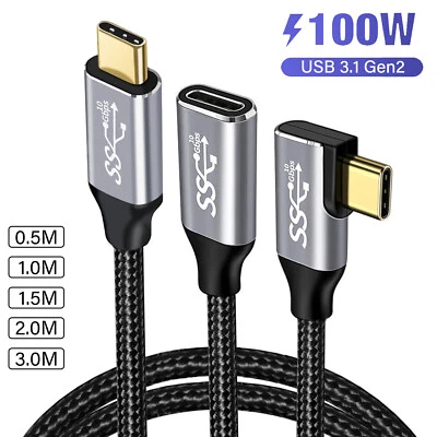 $15.98 • Buy 100W 5A 10Gbps Type C USB 3.1 Gen 2 C-C Data Sync Charging Cable Extension Cord