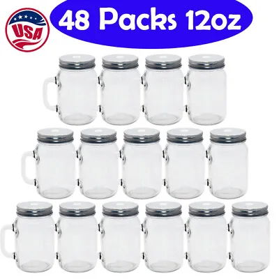48Pack 12oz Sublimation Transfer Mason Jar Cup Tumbler Metal Lids Plastic Straw • $86.24