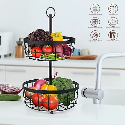 2-Tier Fruit Basket Bowl Vegetable Storage  Countertop Rack Home Kitchen • $12