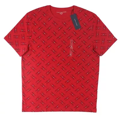 Tommy Hilfiger Men's Logo Print Casual Short Sleeve T-Shirt Red 78JA367-600 • $51.98