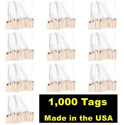 1000- 2 3/4  X 1 3/8  Size 1 Manila Inventory Shipping Hang Tags With Wire 13 Pt • $48.55