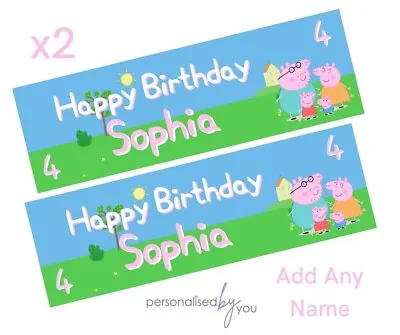 £5.95 • Buy 2 X Personalised Peppa Pig Birthday Banners LARGE Kids Party Poster Pink
