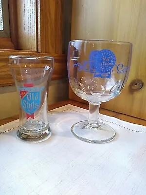 Pabst Blue Ribbon Beer Goblet & Old Style  Tapper  Beer Glass • $10