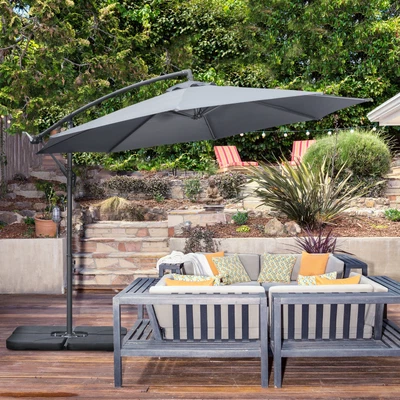 £139.99 • Buy 3(m) Garden Banana Parasol Cantilever Umbrella W/ Base Weights & Cover, Grey