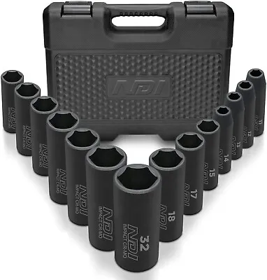 $69.99 • Buy 19PS 8-36M Metric 1/2  Drive Deep Impact Sockets Tools Kit Heavy Duty ND0603