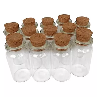 25 Mini Clear Craft Glass Bottles With Cork - 10ML - Empty Jar Small Message • $15.95