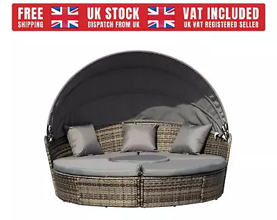 Design Garden Patio Day Bed Round Lounge Sofa Bed Cushioned • £642.99
