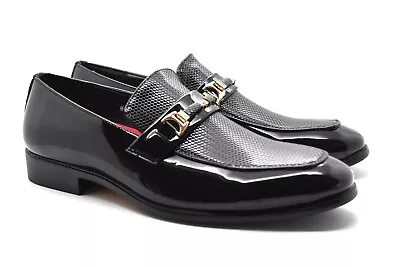 Mens Slip On Formal Patent Shiny Party Wedding Office Dress Buckle Suit Shoes Uk • £16.99