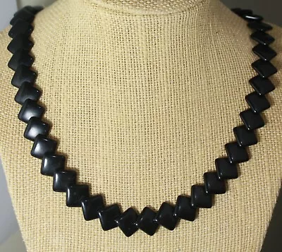 Vintage Signed TRIFARI Modernist Geometrical Elegant Plastic Necklace 19.5   • $16.99