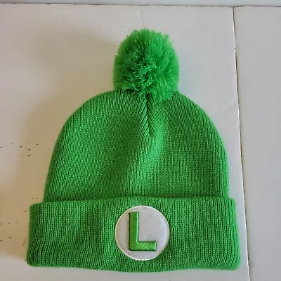 Offical OSFM Nintendo - Super Mario Bros - “LUIGI” - Pom Beanie Cap Hat - Green • $16.99