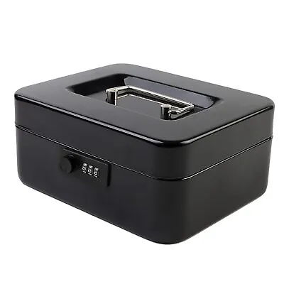 Large Cash Box With Combination Lock Safe Metal Money Box With Money Tray For Se • $22.49