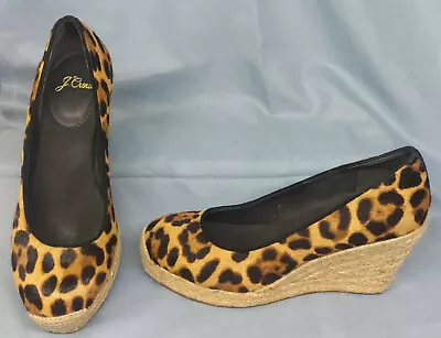 5.5 M J Crew New Leopard Print Animal Hair Leather Wedge Killer Shoes! Za4 • $50