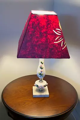Floral Lamp With Pink Shade & Marble 3  Base 17  Tall • $45