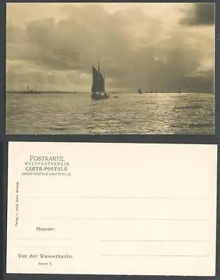 Germany Old UB Postcard Bremen Von Der Wasserkante Water's Edge Sailing Boats 7. • £3.99