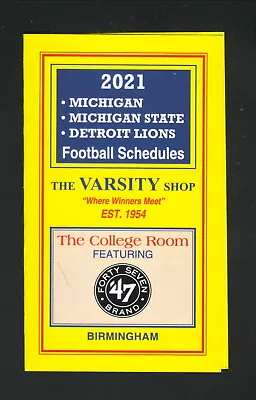 Detroit Lions--Wolverines--Spartans--2021 Pocket Schedule--Varsity Shop • $1.22