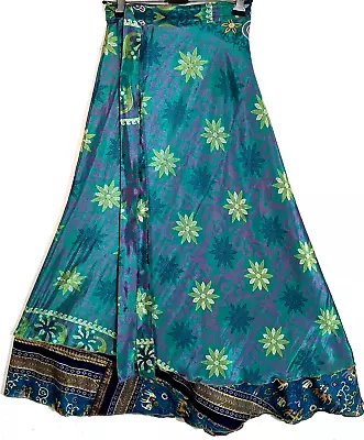 Incredible-art Women's Indian Sari Wrap Skirt Handmade Reversible Vintage Hippie • $25.96