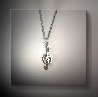 Music Note Treble Clef Necklace Pendant Jewellery Silver Musical Unique Gift • $4.96