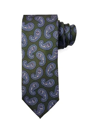 Pal Zileri Sartoriale Forest Green Paisley Tie 3  Silk 53L Short • $29