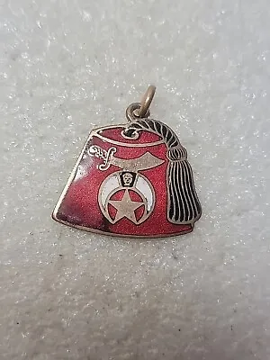Vtg Antique Shriners Fez Enamel Charm Medal Pendant Necklace Tag Masonic • $14.99