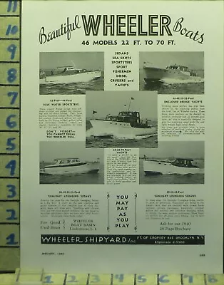 1940 Wheeler Boat Yacht Sedan Sport Nautical Watercraft    Be78 • $24.95