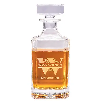 Personalized Whiskey Decanter Glass - 750 Ml Engraved Whisky Decanter Crystal • $29.95