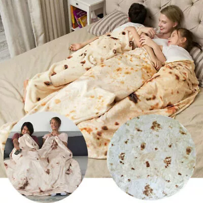 Mexican Throw Tortilla Blanket Soft Flannel Wrap Blanket Round Bedding 70  XL • $25.99