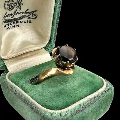 Antique Vintage Deco Retro 14k Rose Gold Black Star Sapphire Ring S 5 3g • $53