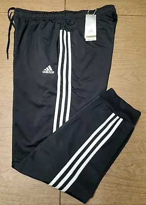 Adidas Men's Jogger Pants Medium Black 3 Stripe Tricot Athletic Sport RFID Block • $23.90