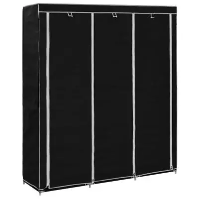 VidaXL Wardrobe With Compartments And Rods Black 150x45x175 Cm Fabric SP • $118.90