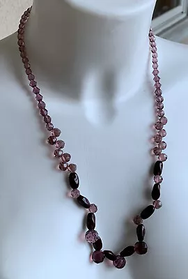 Vintage Miriam Haskell Rare Faceted Purple Crystal Brown Stones Beaded Necklace • $98