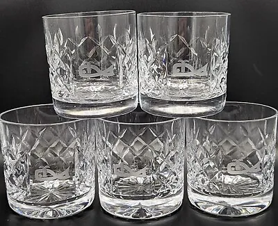 5 Stylish Discontinued Pattern Royal Doulton Whiskey Glasses Etched Whale Logo  • £125