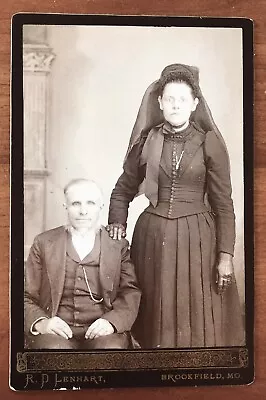 Brookfield Missouri Man Woman Wearing Black Mourning Dress & Veil 1880s Photo • $207.18