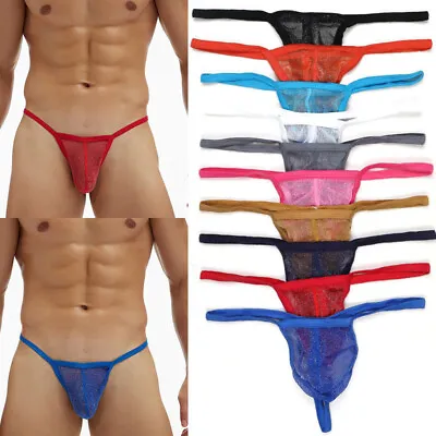 Mens Mesh See-through Pouch G-string Briefs Underwear T-back Thong V-string﹢ • £3.14