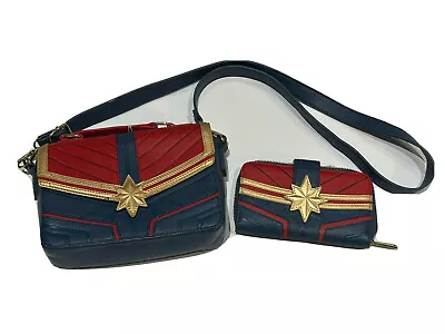 Loungefly Captain Marvel Handbag Rare Collectors Cross Body Bag And Wallet • $69.99