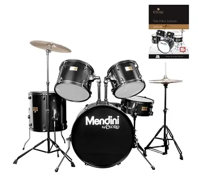 OPEN BOX - 5pc Complete Full Adult Drum Set Black - Remo Heads Brass Cymbals • $700