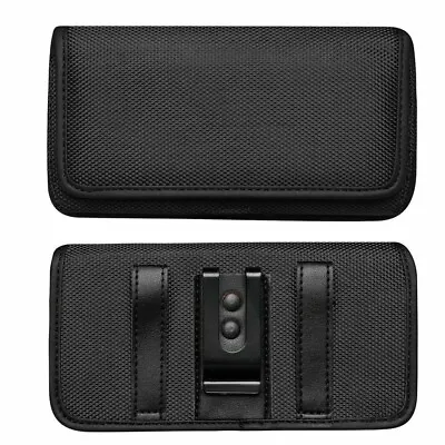 For Cricket Debut S2 - Black Horizontal Nylon Case Belt Clip Loop Holster Pouch • $8.95