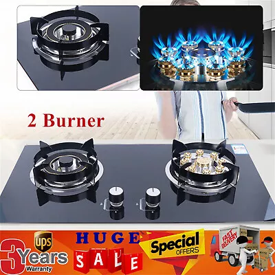 Kitchen Gas Cooktop Stove Top 2 Burners Tempered Glass Built-In LPG/NG Gas Stove • $135.55